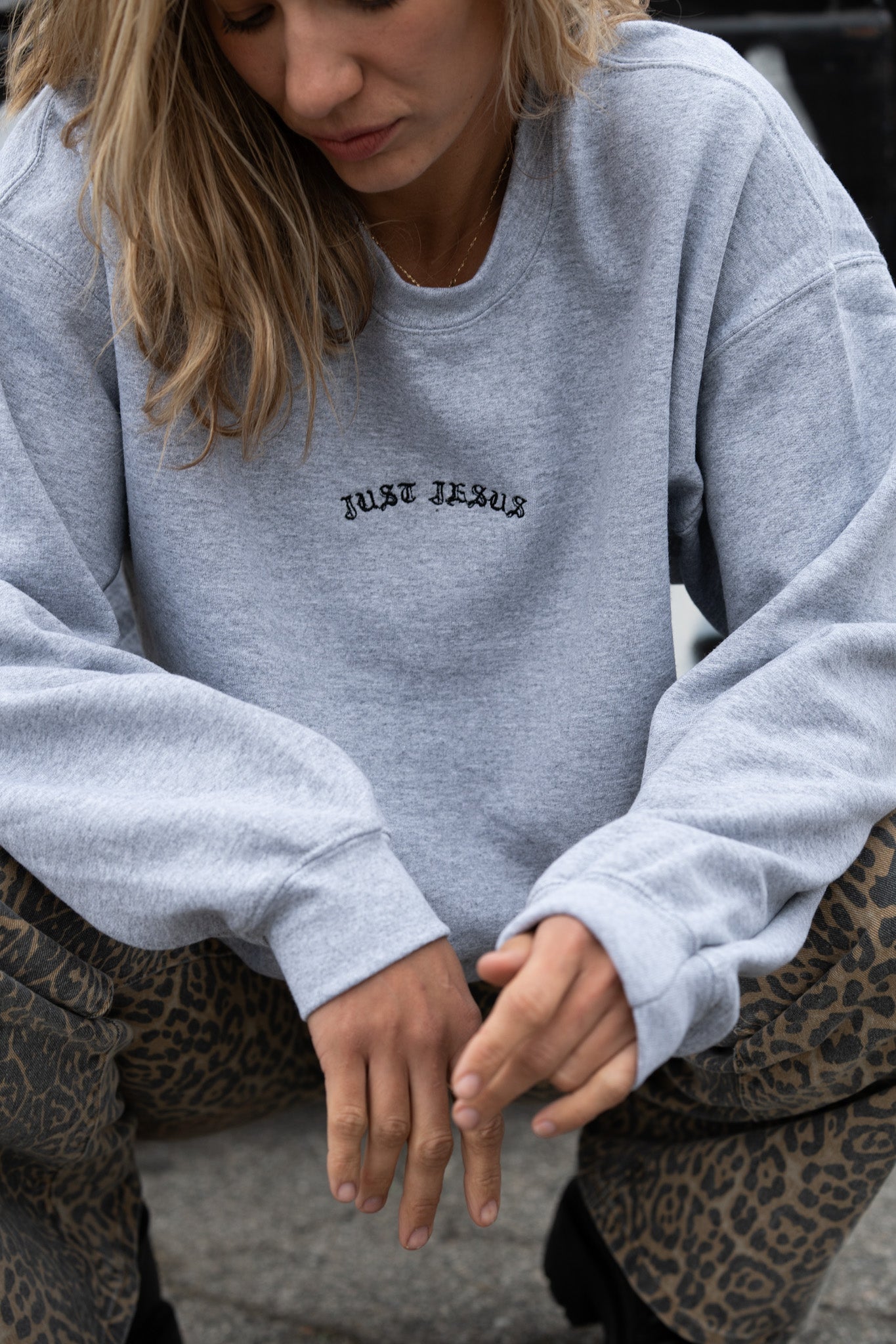 Old English Embroidery Pullover | Genesis Collection | JUST JESUS